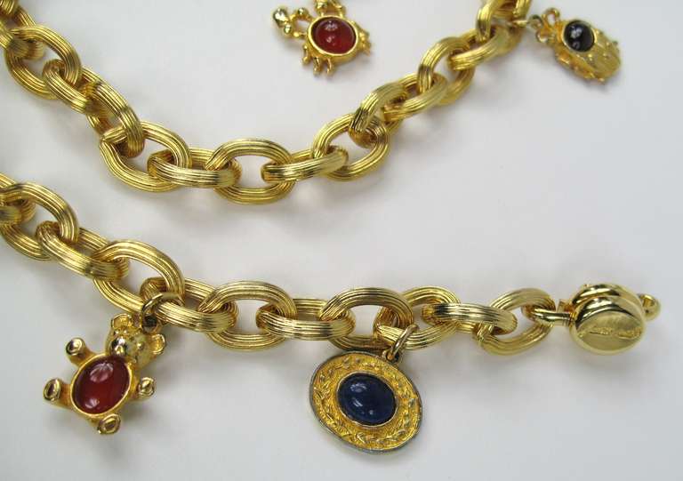 JUDITH LEIBER Semi Precious Stone Charm Belt  1980s  In Excellent Condition In Wallkill, NY