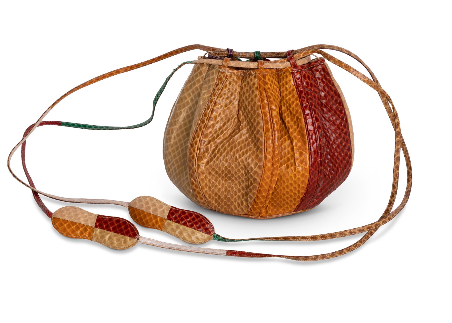 Brown Judith Leiber  Multicolored Snakskin Beach Ball Shoulder Bag, 1980s