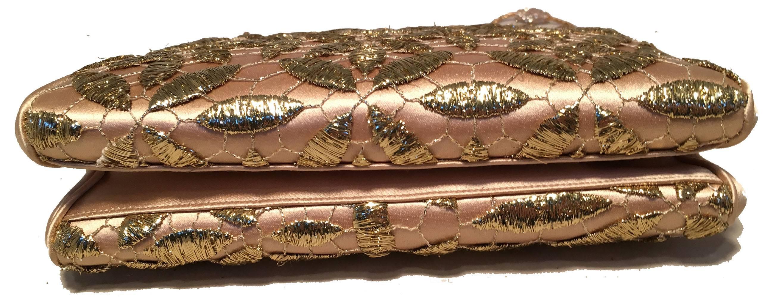 Judith Leiber Silk and Gold Embroidery Evening Bag In Excellent Condition In Philadelphia, PA