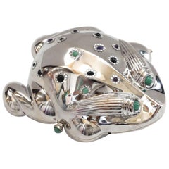 Judith Leiber Silberne Bullfrog-Miniaudiere, 1980er Jahre