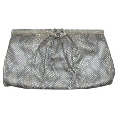 Judith Leiber Silver Snakeskin Deco Motif Evening Clutch Bag, 2000s