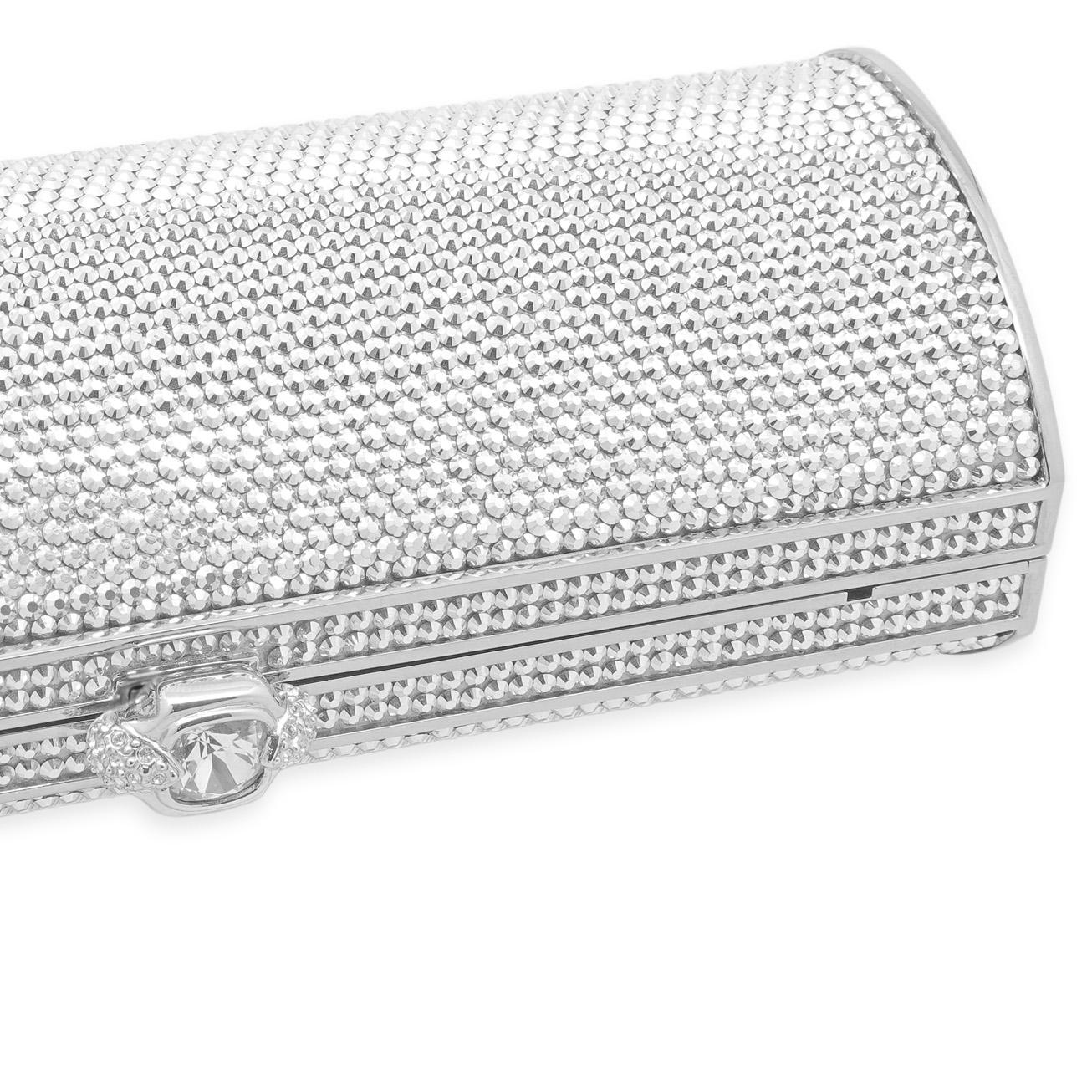 Donna Pochette di cristallo in tonalità argento Judith Leiber in vendita