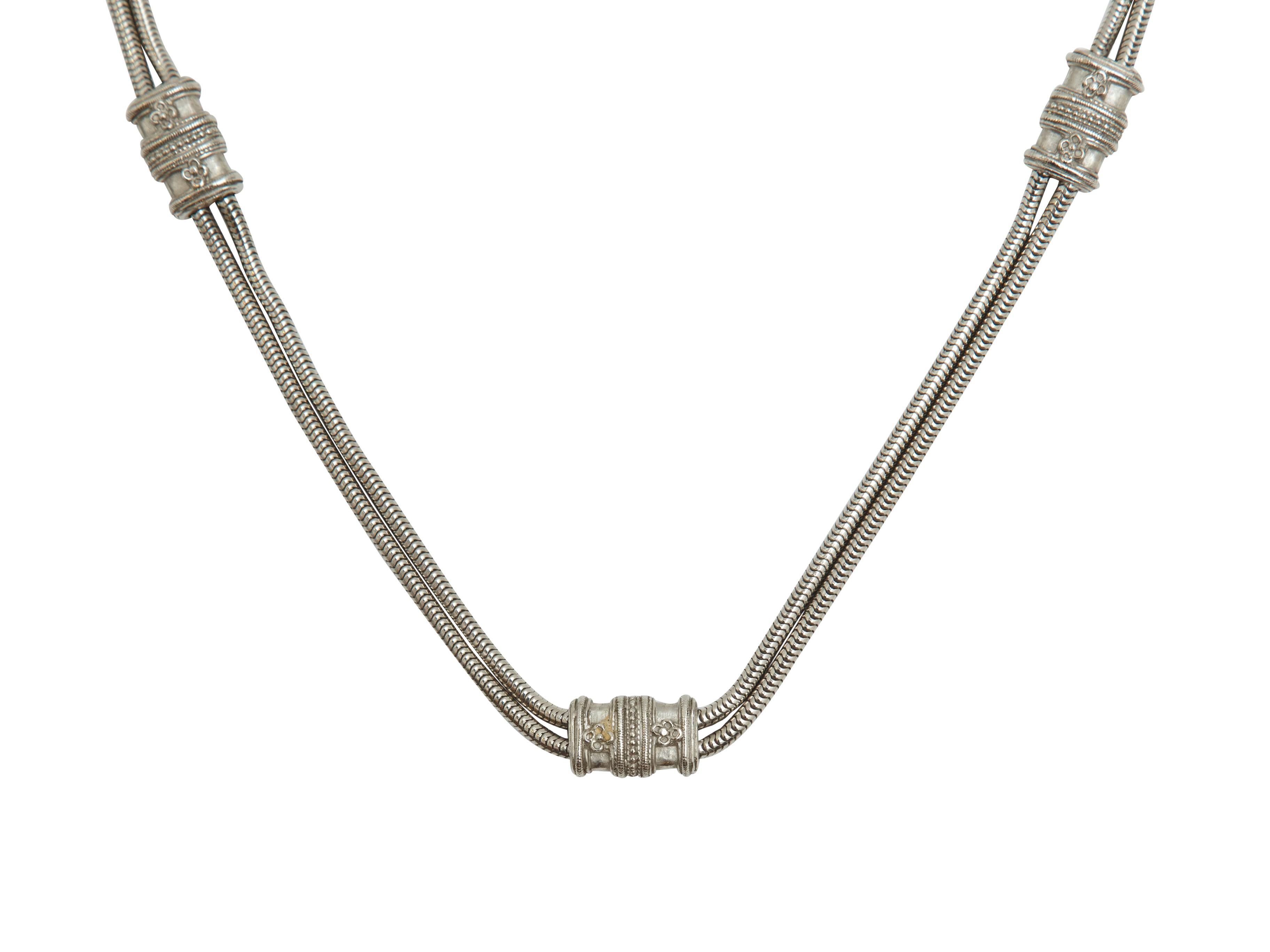 Product details: Vintage silver waist belt by Judith Leiber. Intricate detailing throughout. 32