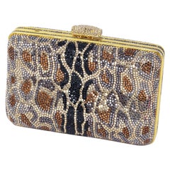 Judith Leiber Soho Seamless Leopard Crystal Clutch In Champagne