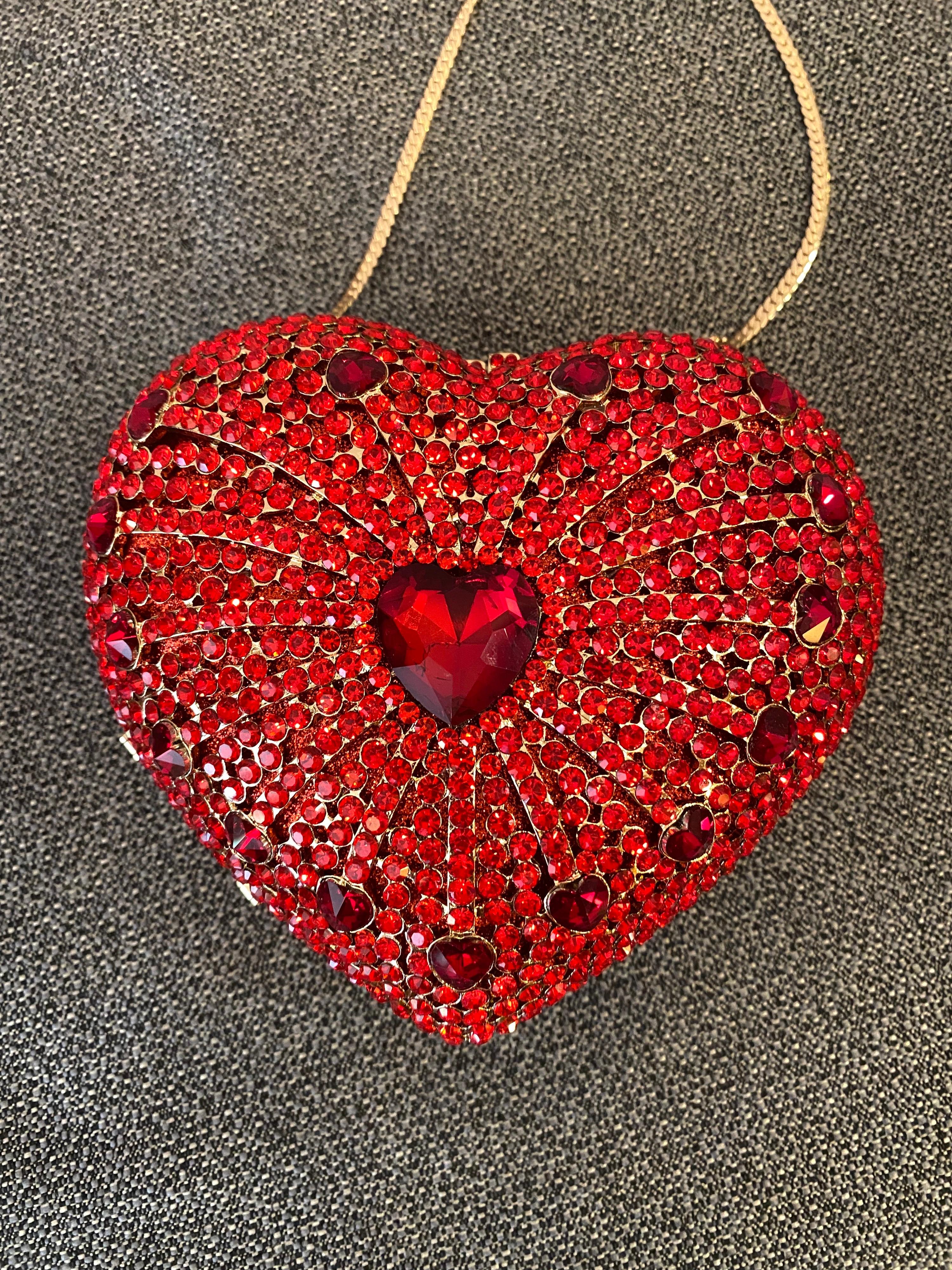 Bling Bling! Judith Leiber style jeweled heart shaped purse. Nice quality with leather interior.