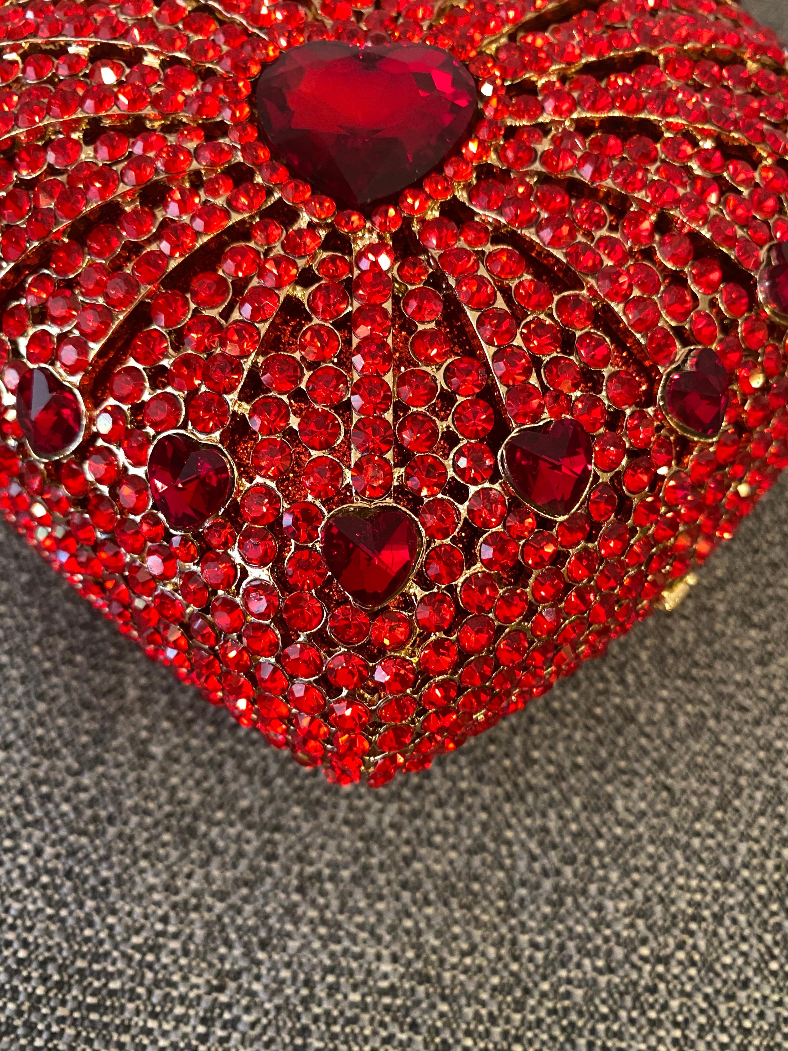 Modern Judith Leiber Style Jeweled Heart Purse