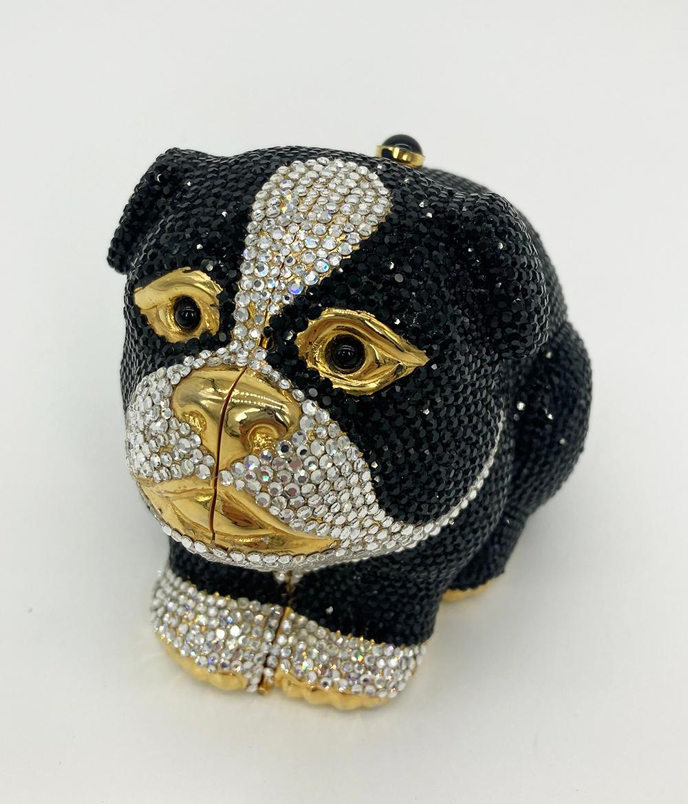 Judith Leiber Swarovski Crystal Bulldog Minaudiere Evening Bag 1