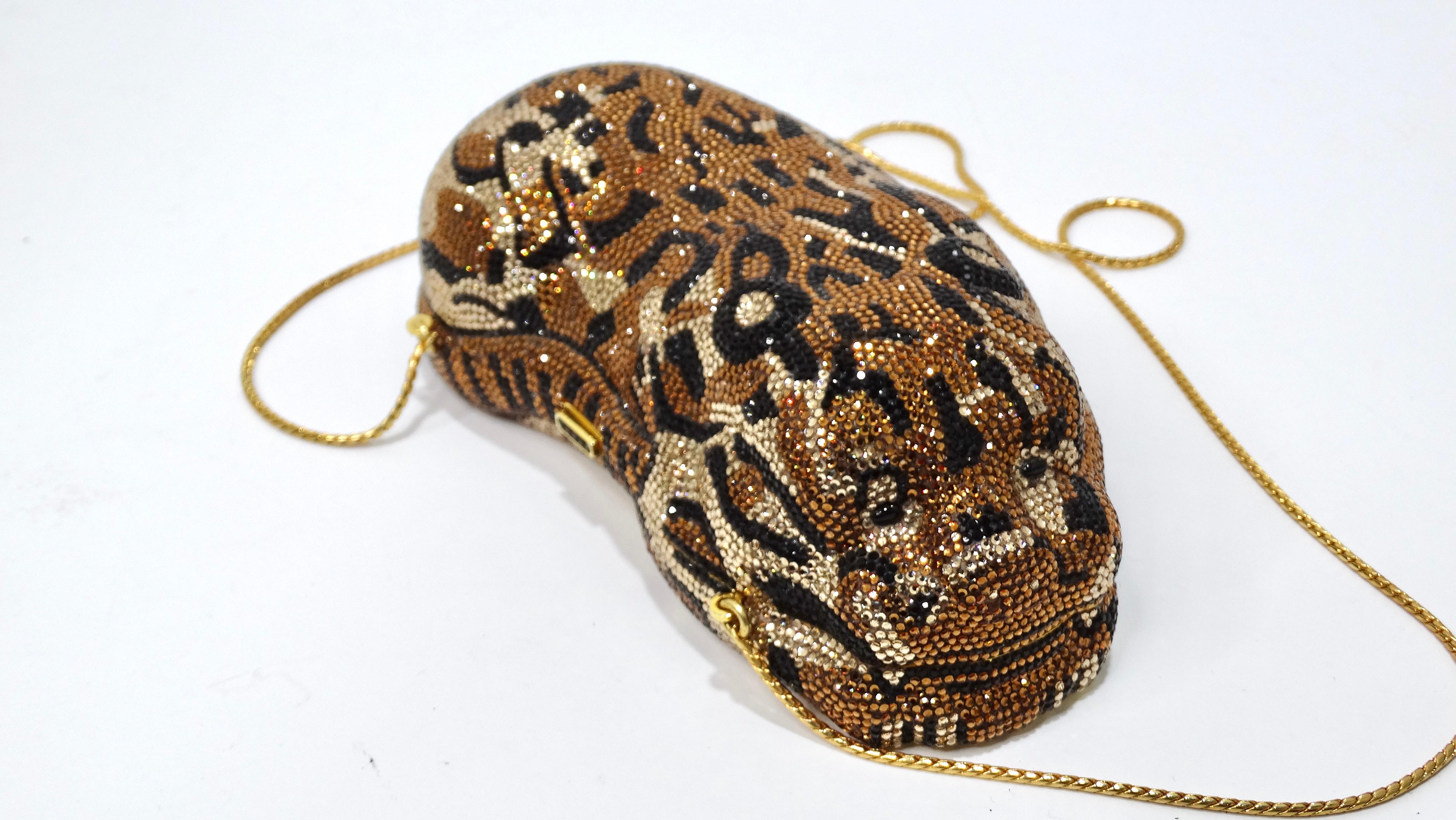 Judith Leiber Swarovski Crystal Cheetah Minaudiere For Sale 1