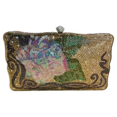 Vintage Judith Leiber Swarovski Crystal Floral Minaudiere / Clutch 