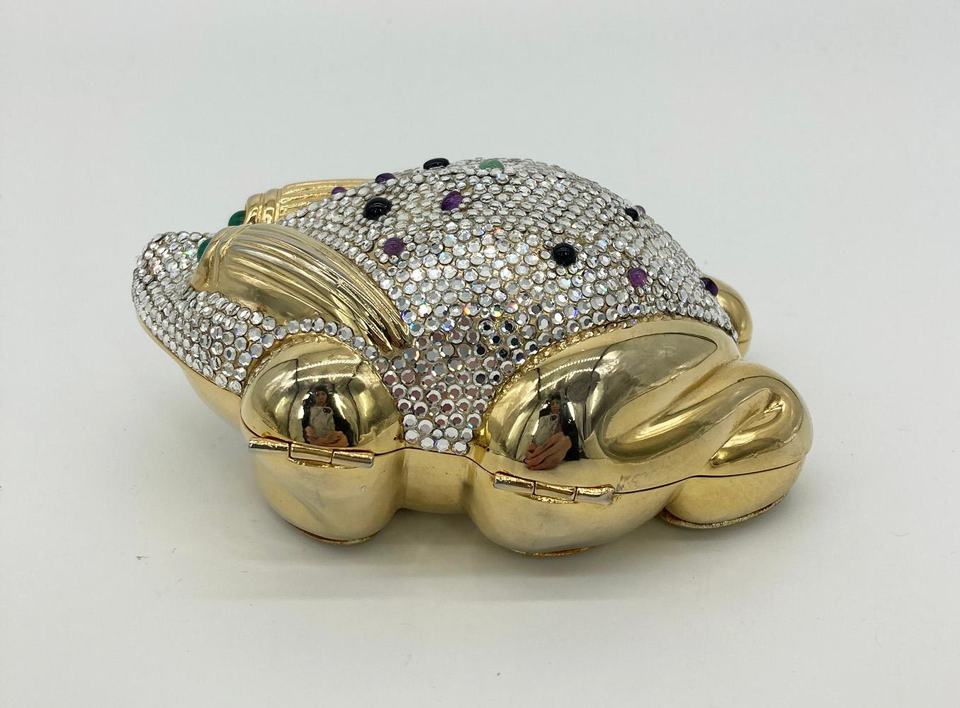 Judith Leiber - Minaudière grenouille en cristal Swarovski Excellent état - En vente à Philadelphia, PA