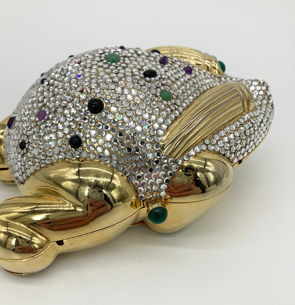 Judith Leiber Swarovski Crystal Frog Minaudiere For Sale 1