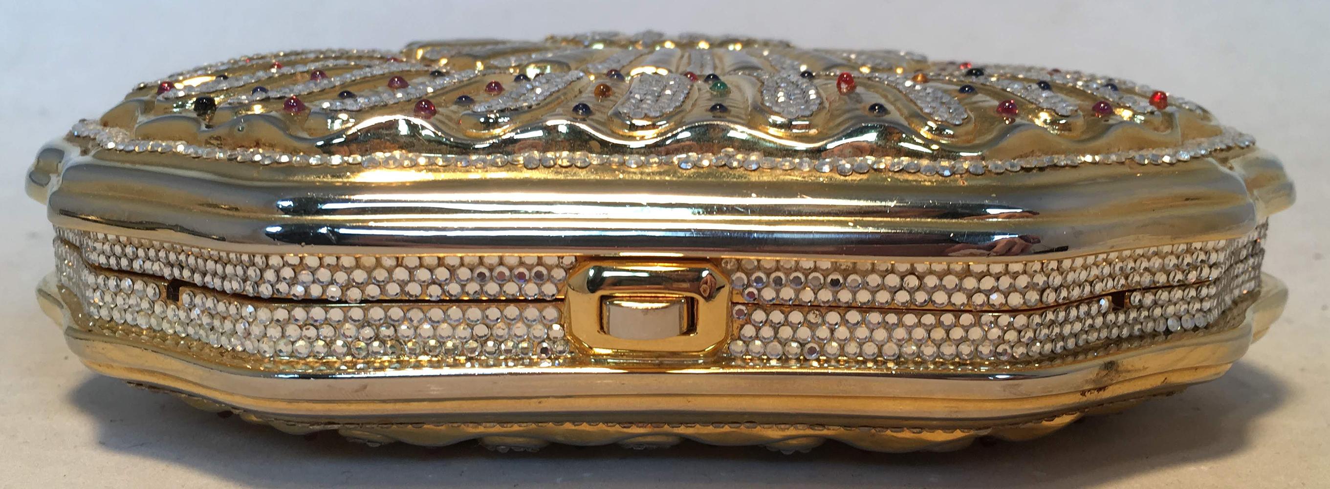 Judith Leiber Swarovski Crystal Pearl Shell Gold Leather Belt main image 1