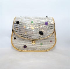 Judith Leiber Swarovski Crystal Minaudiere with Semi-Precious Stones