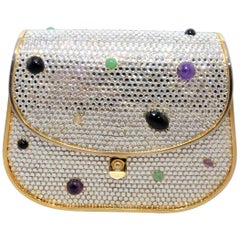 Judith Leiber Swarovski Crystal Minaudiere with Semi-Precious Stones