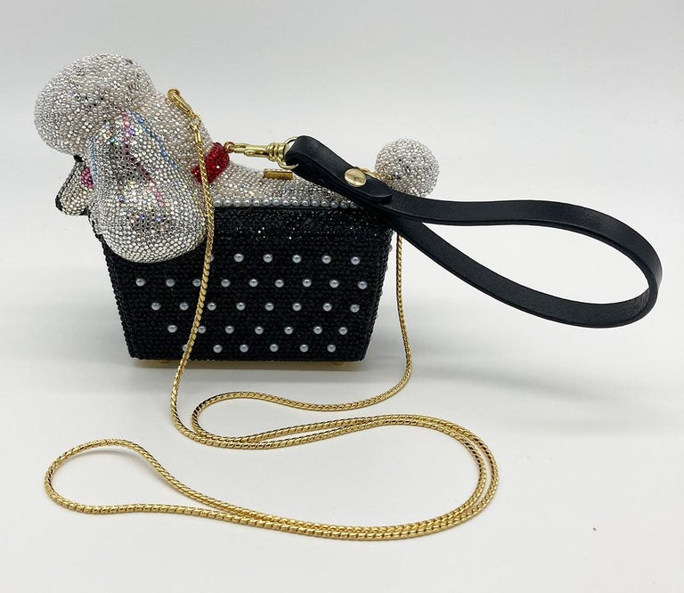 Judith Leiber Swarovski Crystal Poodle Box Minaudiere Evening Bag Wristlet For Sale 6