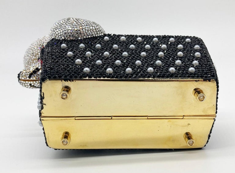 Women's Judith Leiber Swarovski Crystal Poodle Box Minaudiere Evening Bag Wristlet For Sale