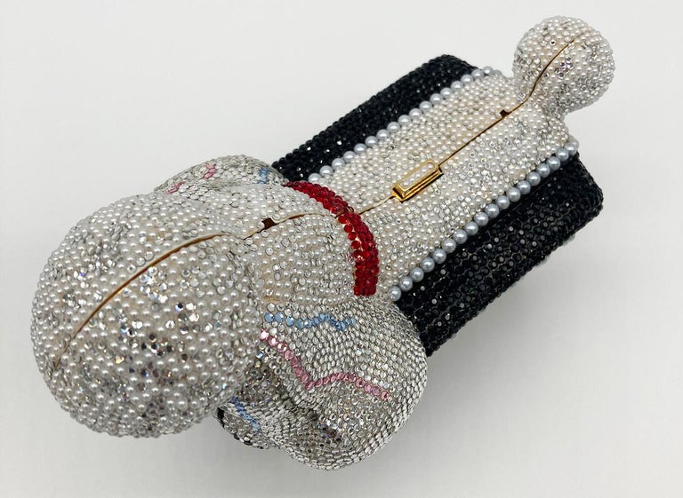 Judith Leiber Swarovski Crystal Poodle Box Minaudiere Evening Bag Wristlet For Sale 1