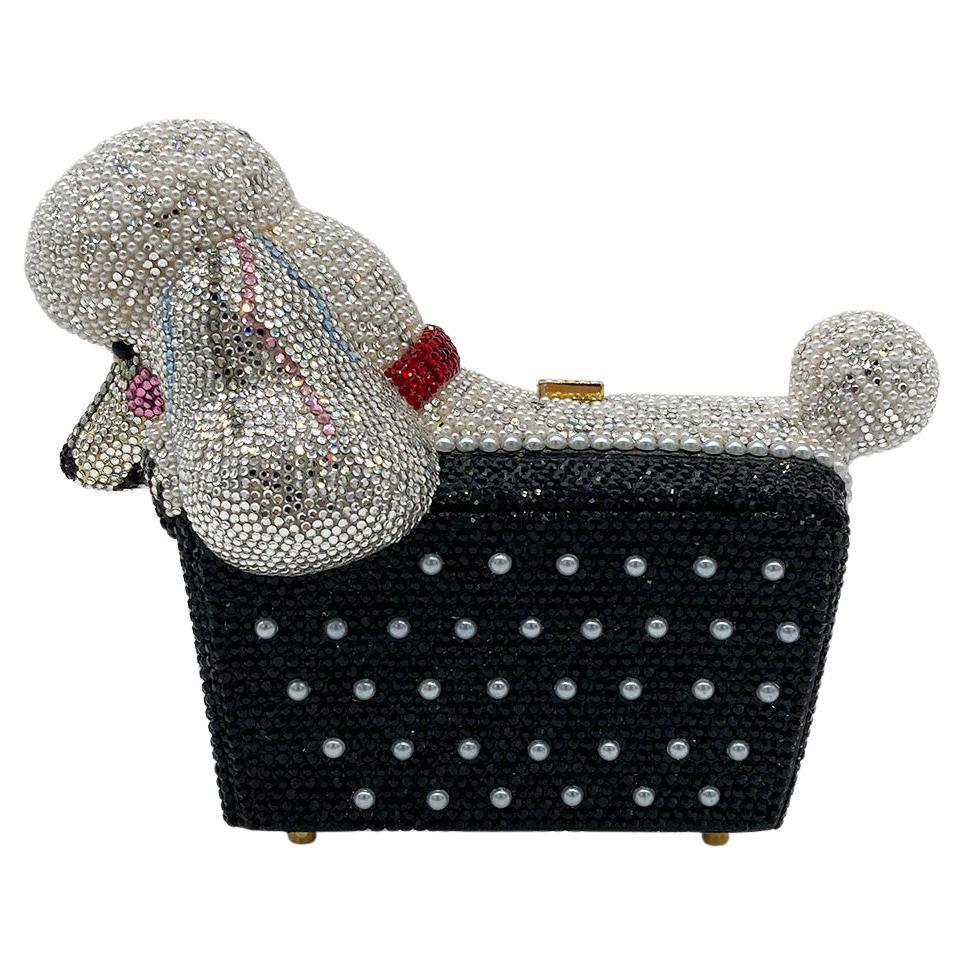 Judith Leiber Swarovski Crystal Poodle Box Minaudiere Evening Bag Wristlet