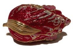 Judith Leiber Swarovski Crystal Red Rose Minaudiere Evening Bag