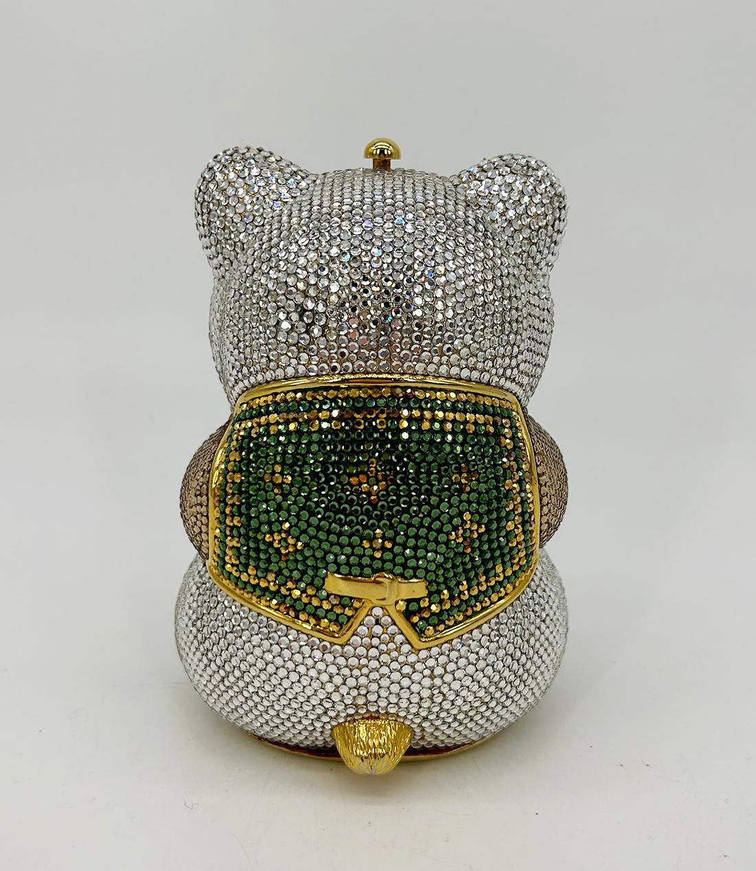 Judith Leiber Swarovski Crystal Spencer Bear Minaudiere In Good Condition For Sale In Philadelphia, PA