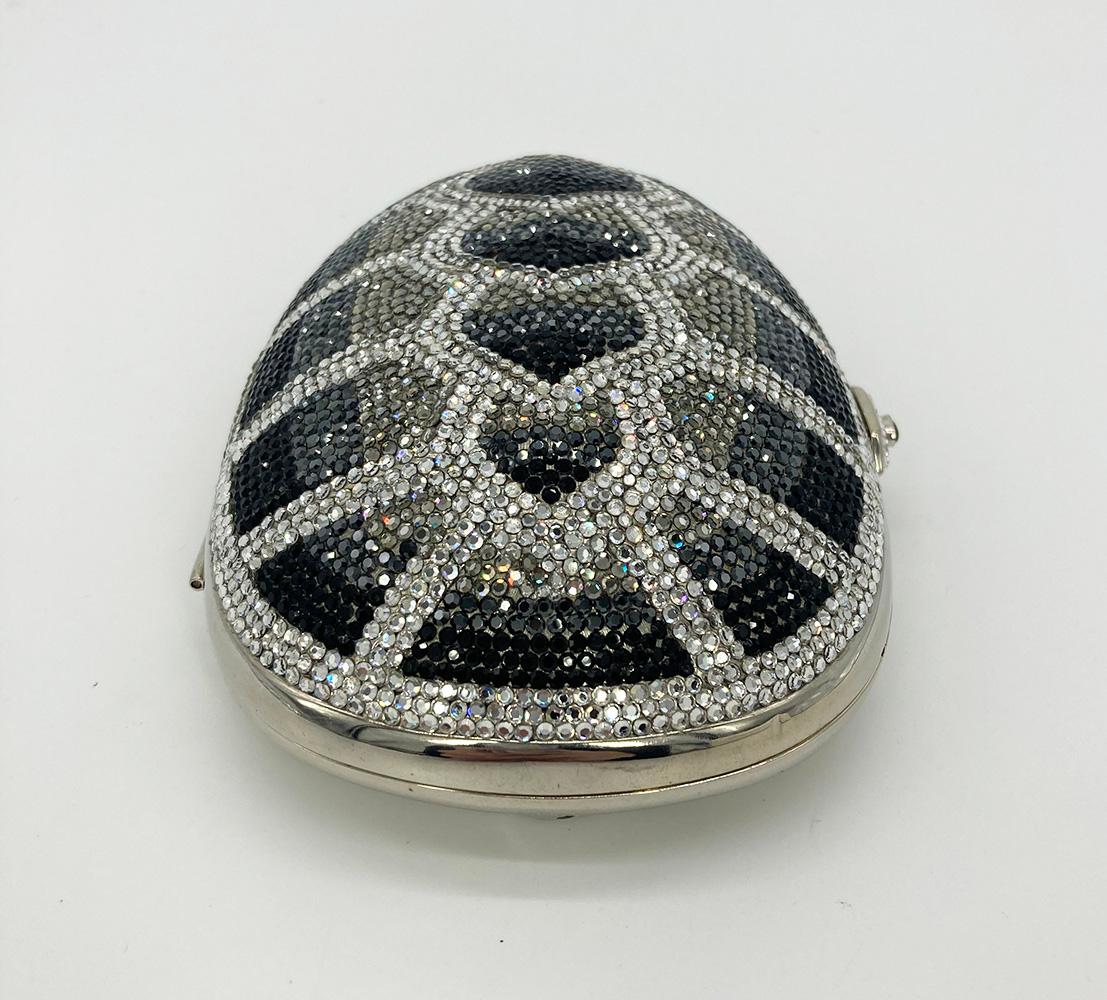 Gray Judith Leiber Swarovski Crystal Turtle Minaudiere For Sale