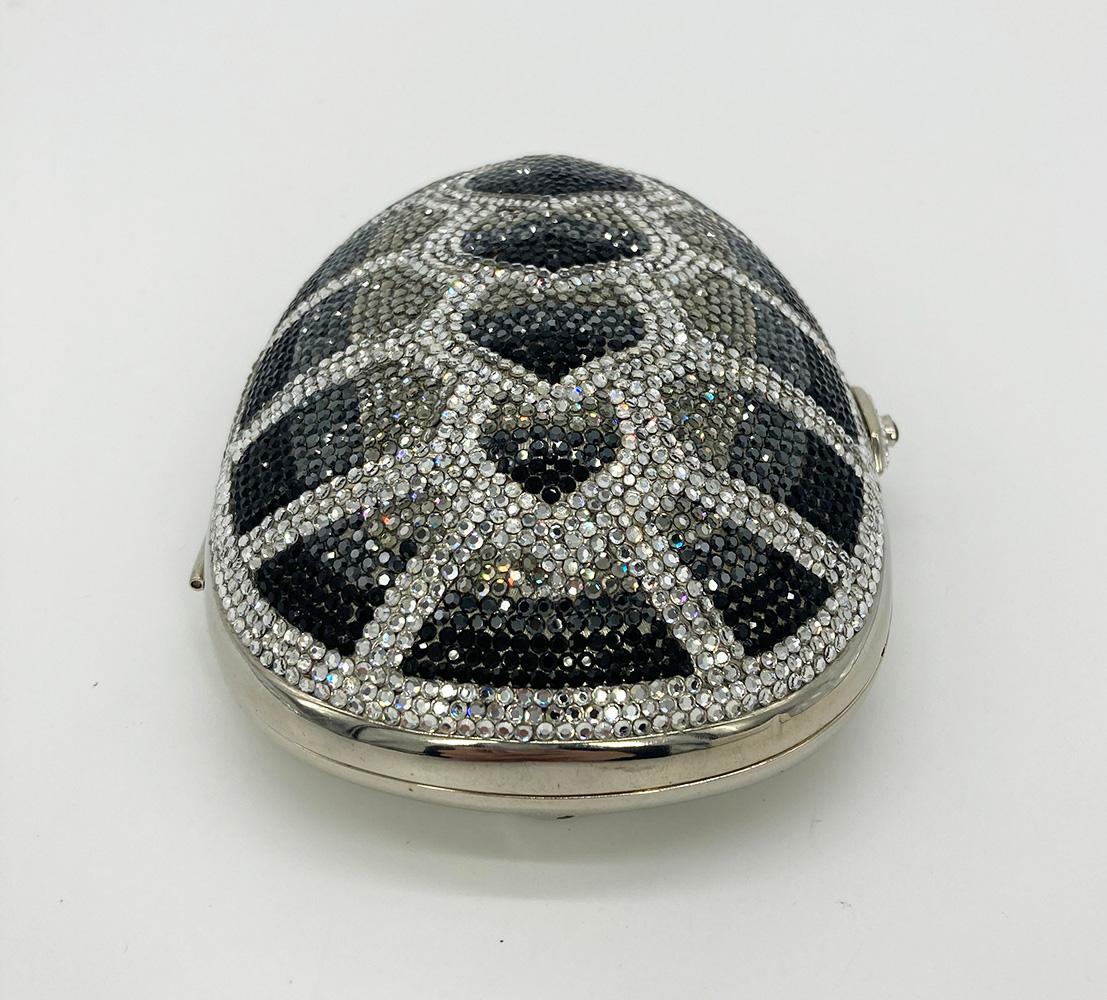 Gray Judith Leiber Swarovski Crystal Turtle Minaudiere For Sale