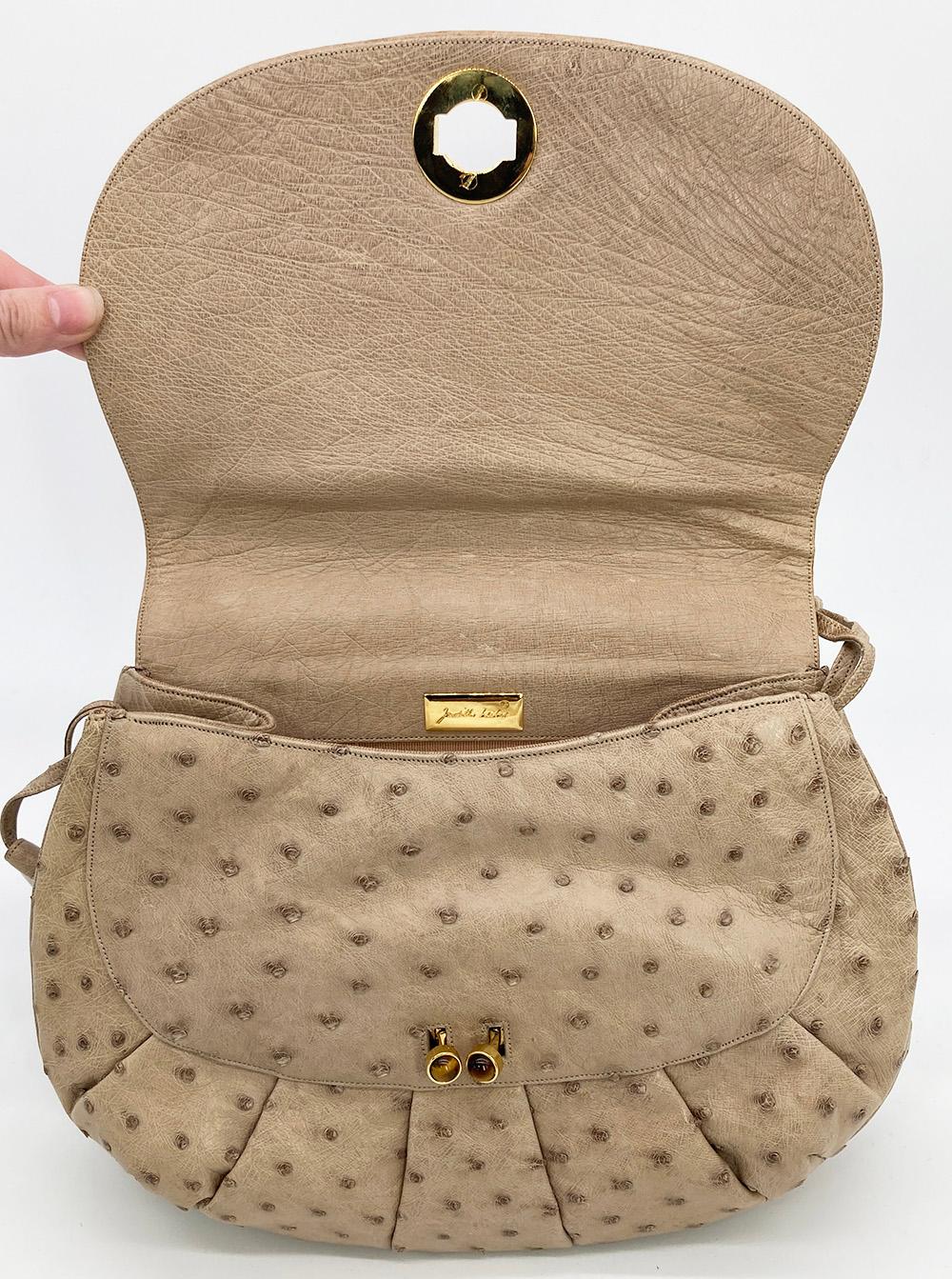 Women's Judith Leiber Tan Ostrich Shoulder Bag For Sale