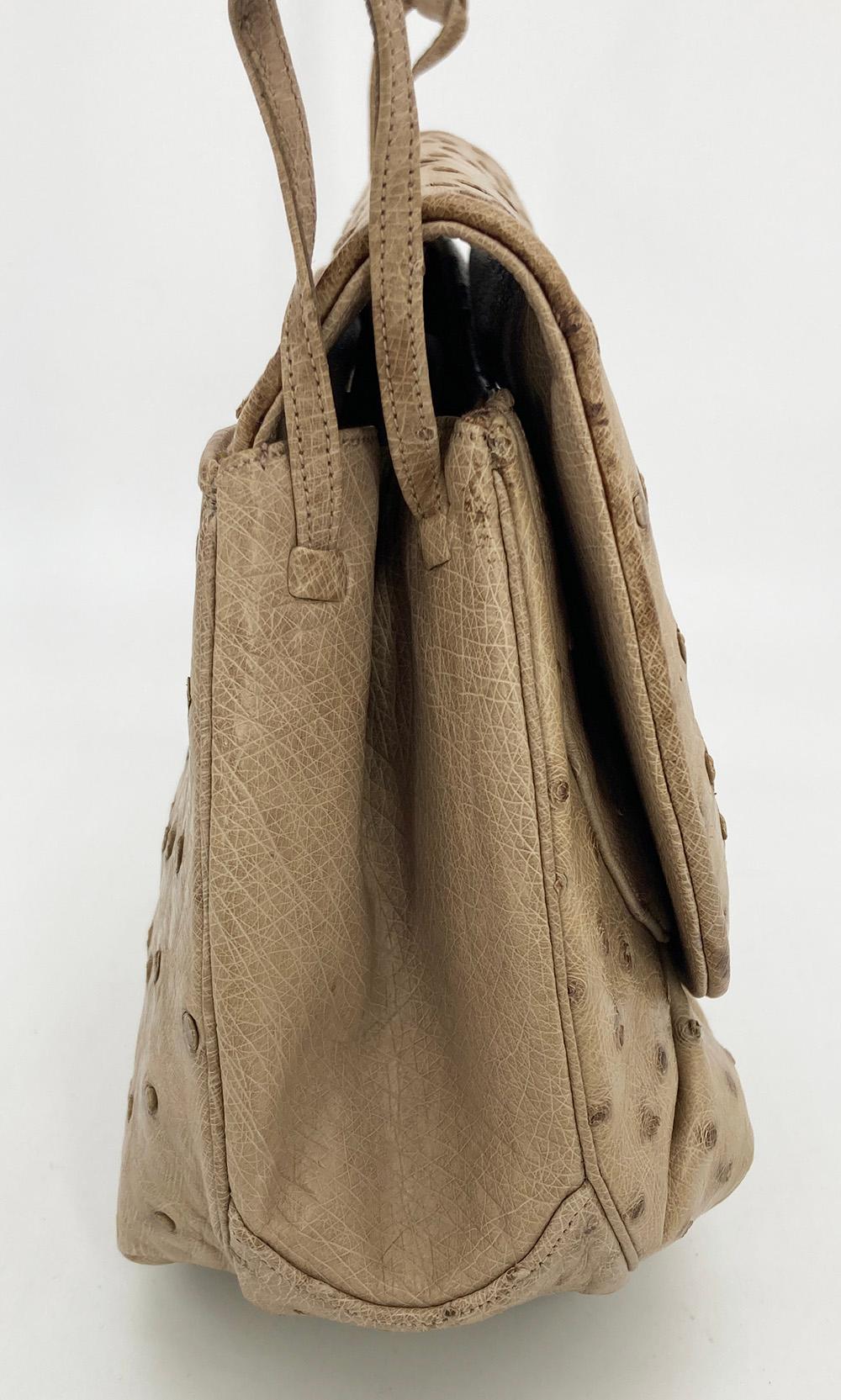 Judith Leiber Tan Ostrich Shoulder Bag For Sale 4
