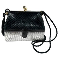 Judith Leiber Vintage Black 007James Bond Snakeskin Silver Crystal Crossbody Bag