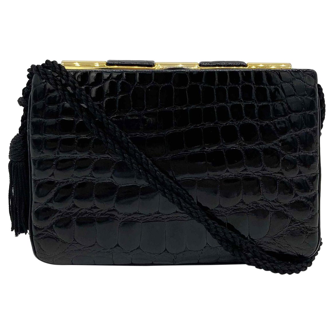 Judith Leiber Vintage Bolso de aligátor negro