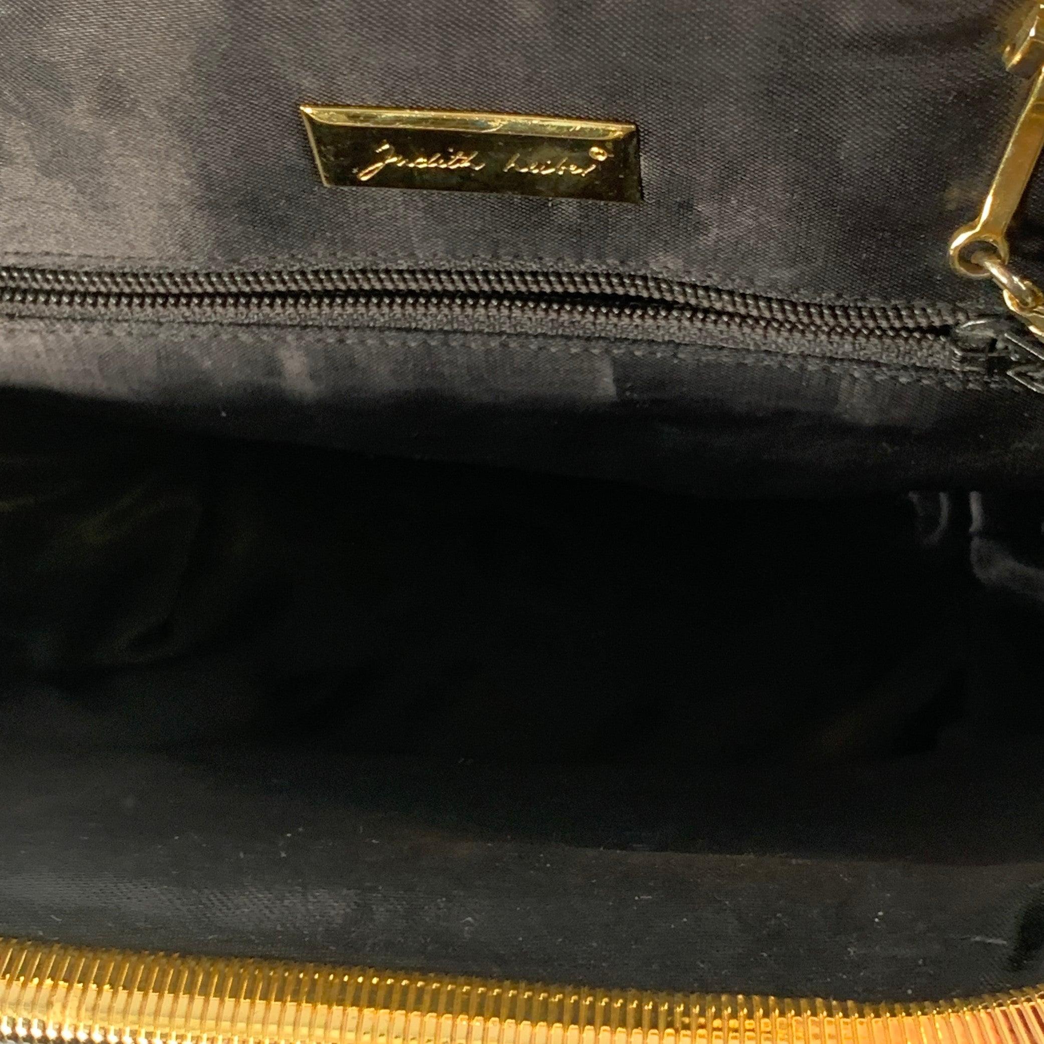 JUDITH LEIBER Vintage Schwarzer Goldton Schlangenleder Kussverschluss Abendhandtasche im Angebot 3