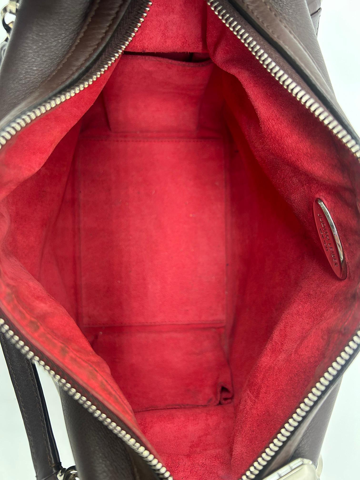 Judith Leiber Vintage Brown Leather Shoulder Bag For Sale 6