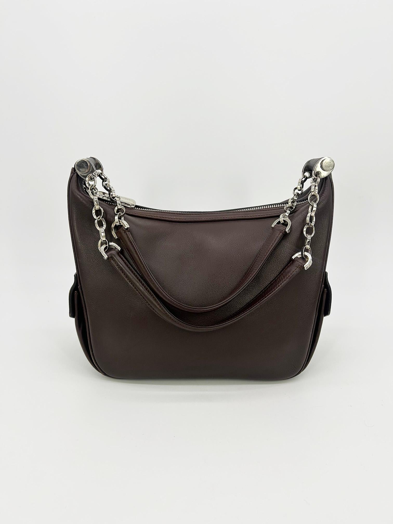 Judith Leiber Vintage Brown Leather Shoulder Bag in good condition. measurements: 9