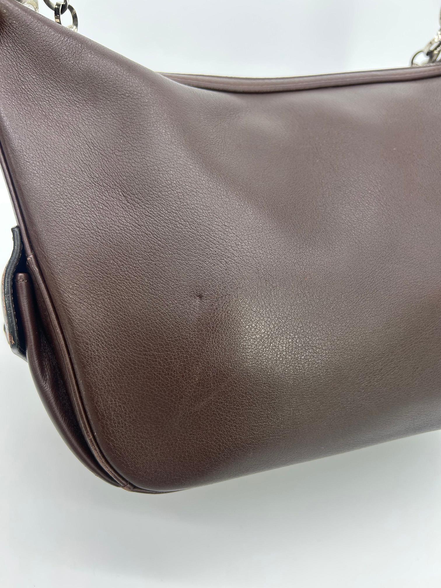 Judith Leiber Vintage Brown Leather Shoulder Bag For Sale 1