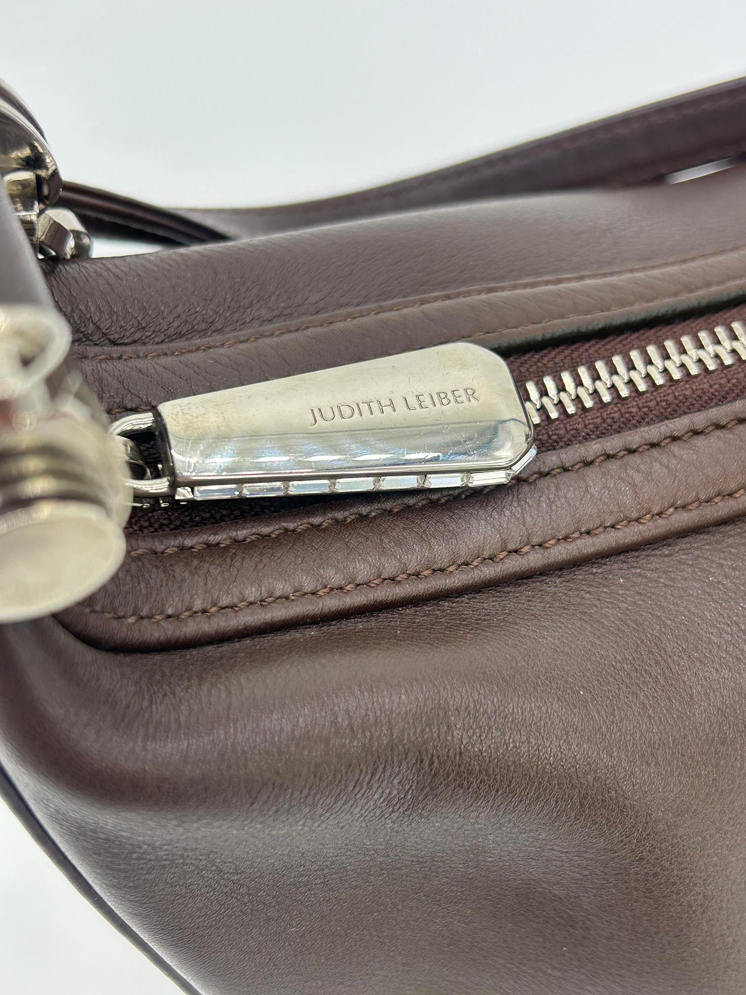 Judith Leiber Vintage Brown Leather Shoulder Bag For Sale 3