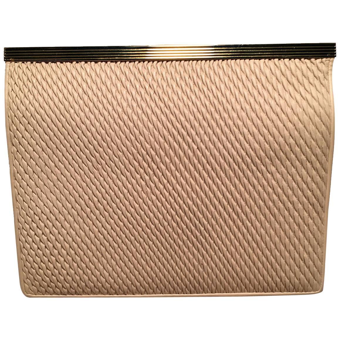 Judith Leiber - Pochette vintage en cuir crème