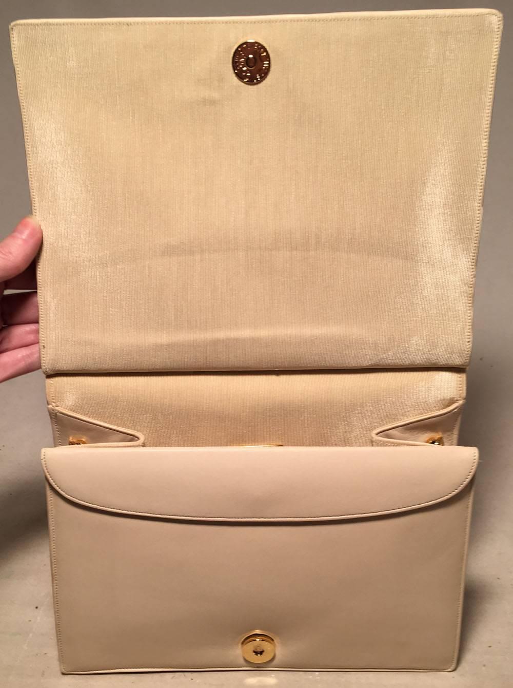 Women's Judith Leiber Vintage Cream Leather Clutch For Sale