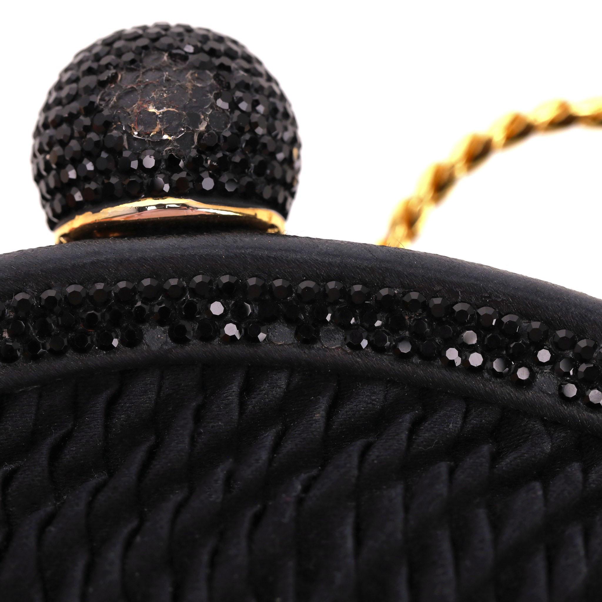 Judith Leiber Vintage Crystal Adorned Satin Clutch Bag With Gold Comb For Sale 5