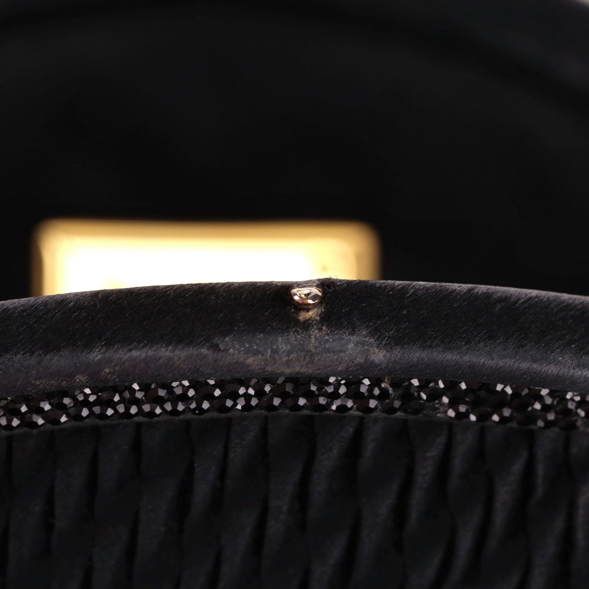 Judith Leiber Vintage Crystal Adorned Satin Clutch Bag With Gold Comb For Sale 6