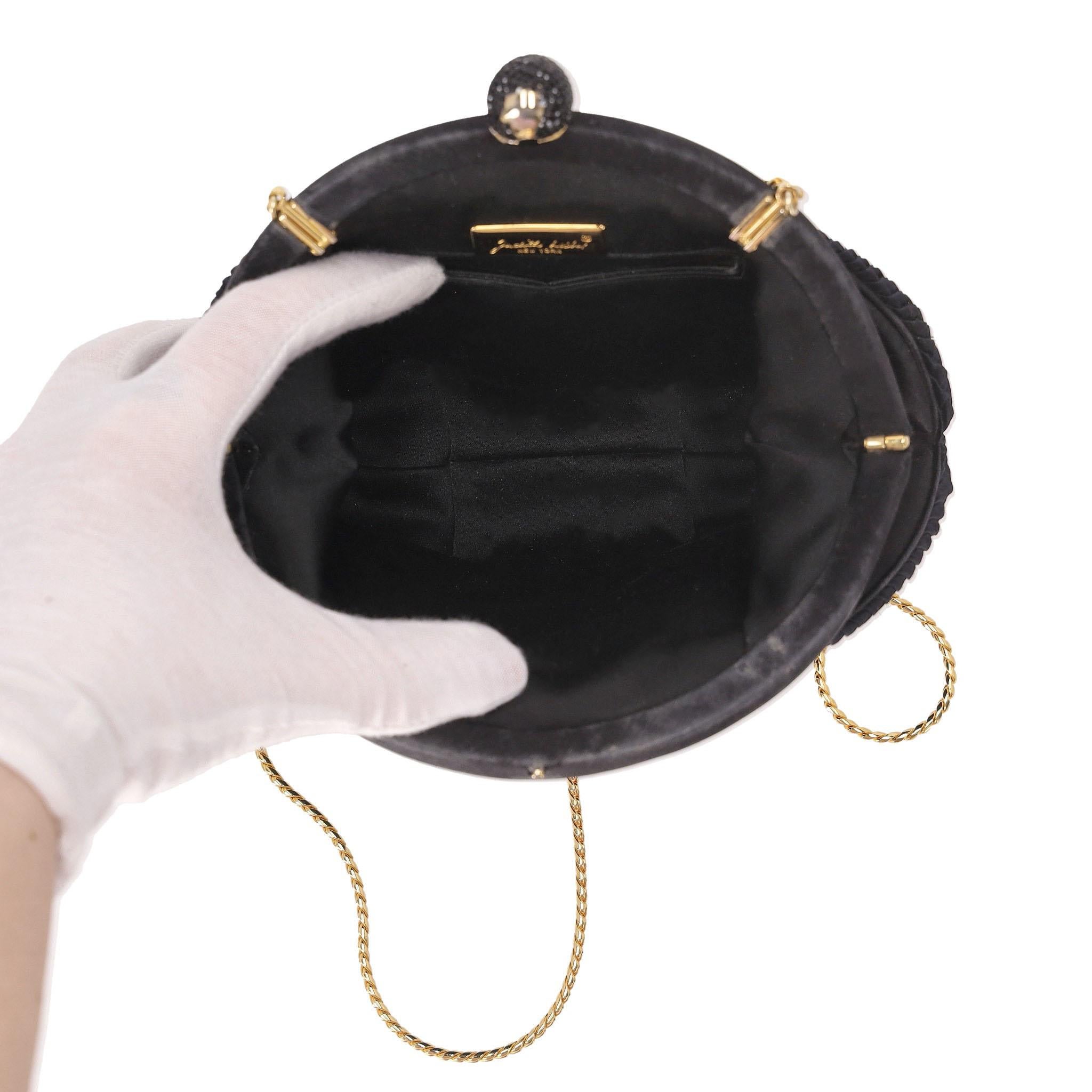 Judith Leiber Vintage Crystal Adorned Satin Clutch Bag With Gold Comb For Sale 2