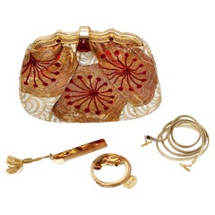 Judith Leiber Vintage Golden Japanese Obi Seide verschönert Clutch Bag
