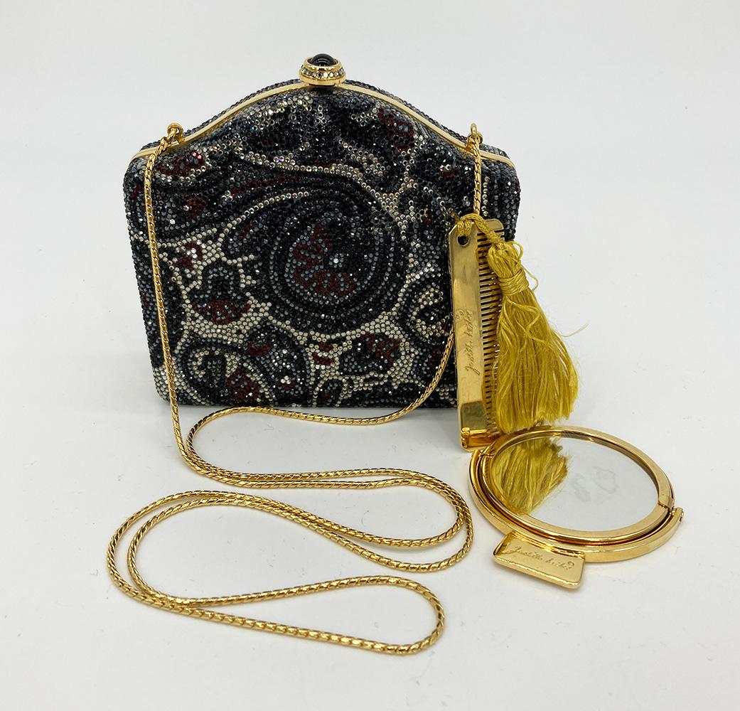 Judith Leiber Minaudiere Gris Paisley Vintage en venta 6