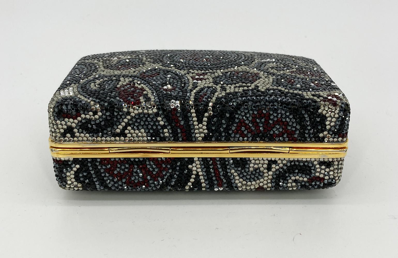 Women's Judith Leiber Vintage Gray Paisley Minaudiere  For Sale