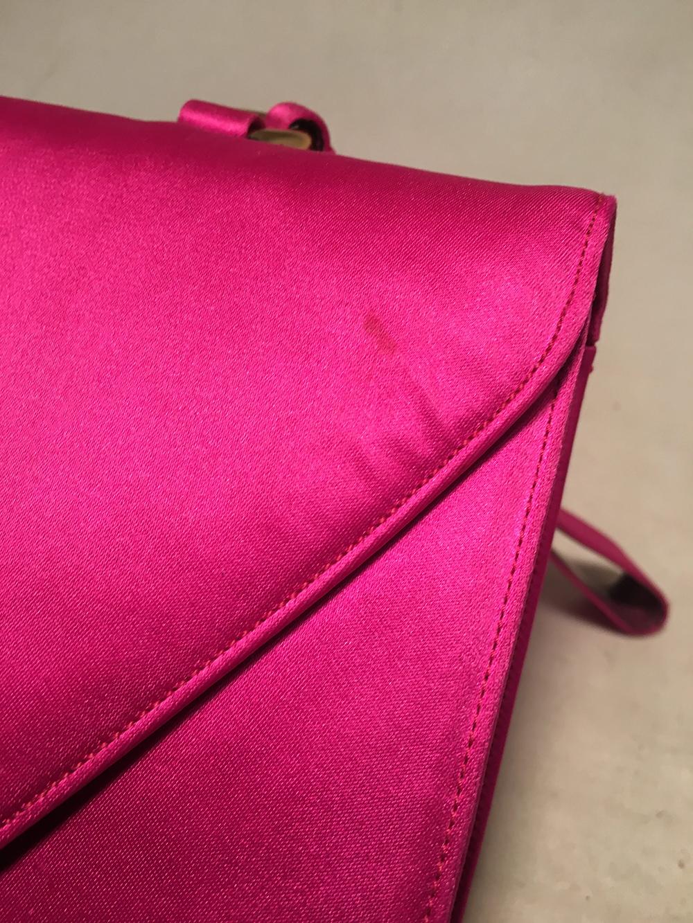 Women's Judith Leiber Vintage Hot Pink Silk Evening Bag Wristlet