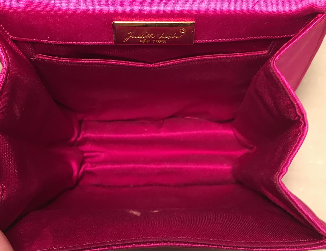 Judith Leiber Vintage Hot Pink Silk Evening Bag Wristlet 1