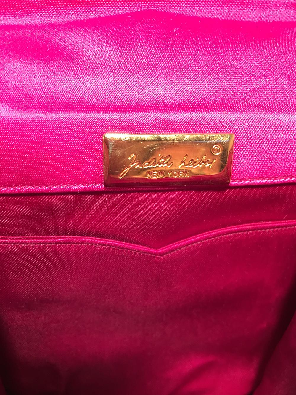 Judith Leiber Vintage Hot Pink Silk Evening Bag Wristlet 2