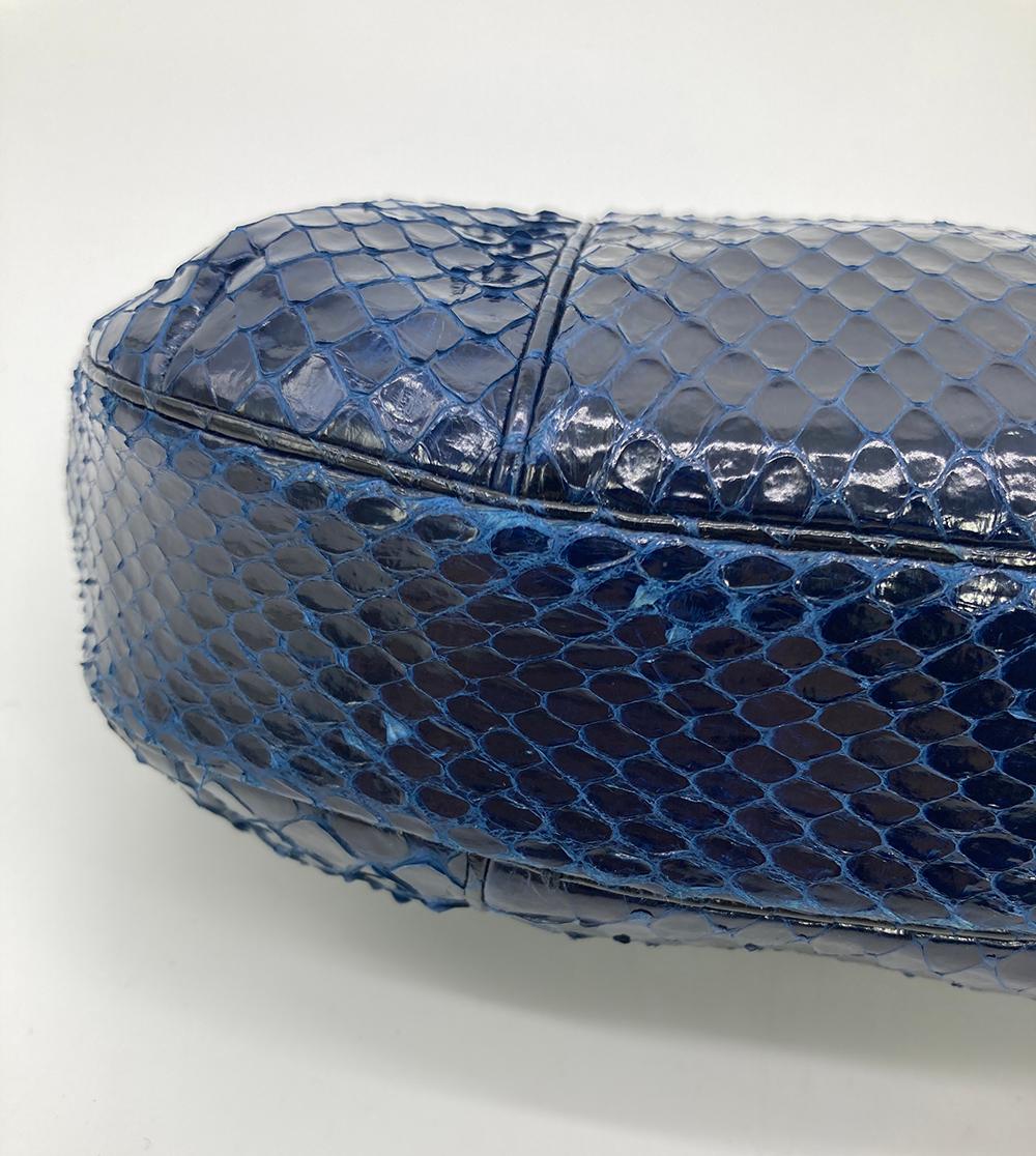 Judith Leiber Vintage Navy Snakeskin Clutch  1