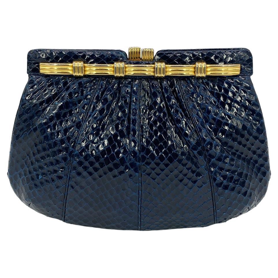 Judith Leiber Black Lizard Frame Clutch For Sale at 1stDibs