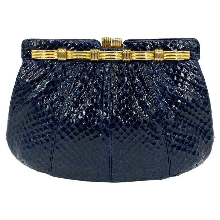 Pochette Vintage En Peau De Serpent Noir - Style Intemporel - Très Bon état