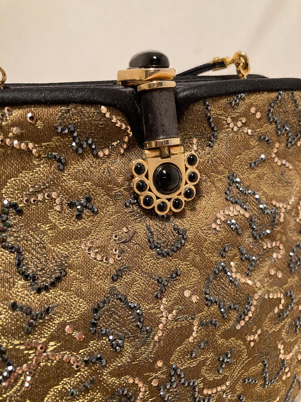 Judith Leiber Vintage Olive Silk Swarovski Crystal Evening Bag 3